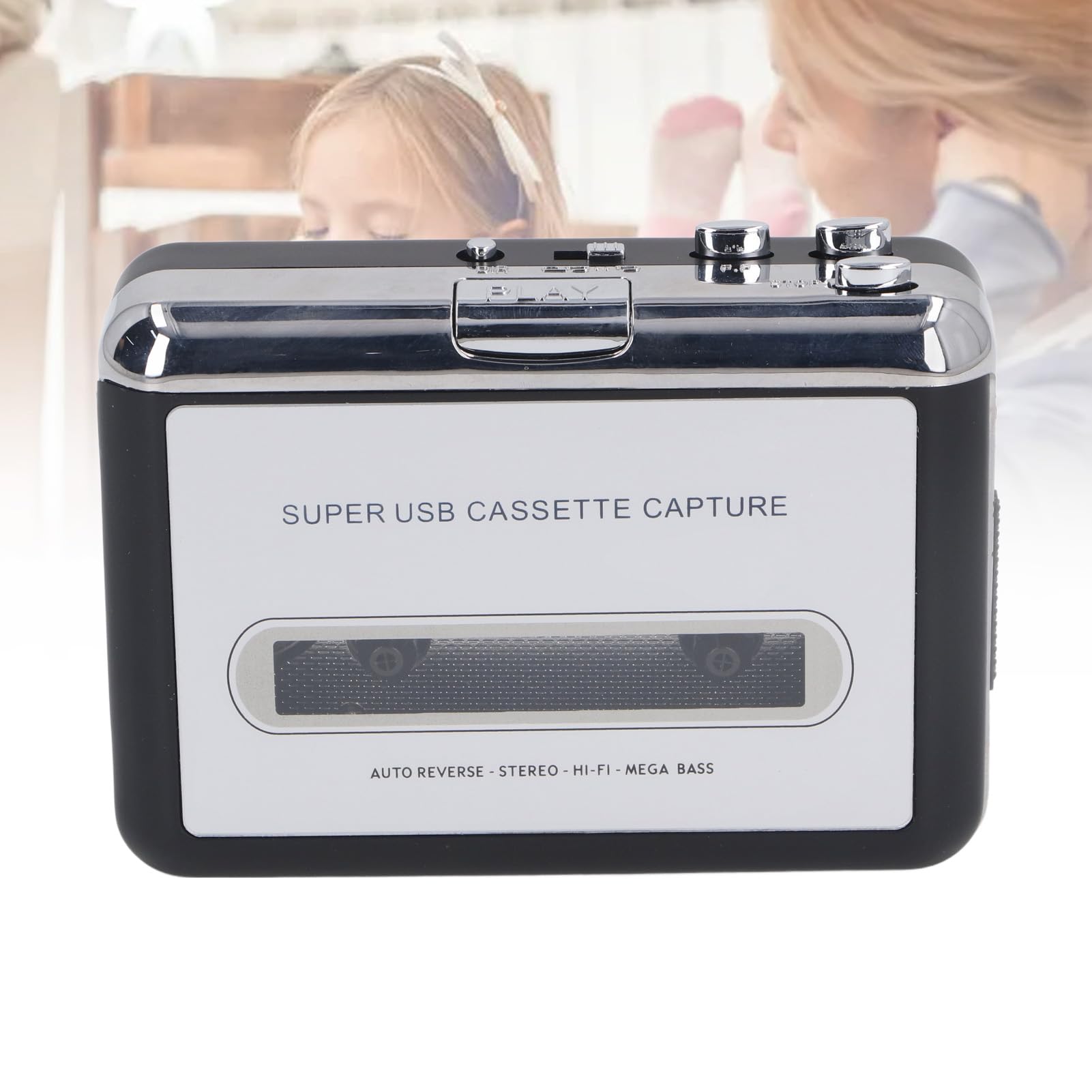 Box Convertidor de MP3, Reproductor de Cinta de Cassette, Convertidor de Cinta de Cassette a MP3 con Auriculares Integrados, Adaptador Portátil USB Captura Música para CD, Plug