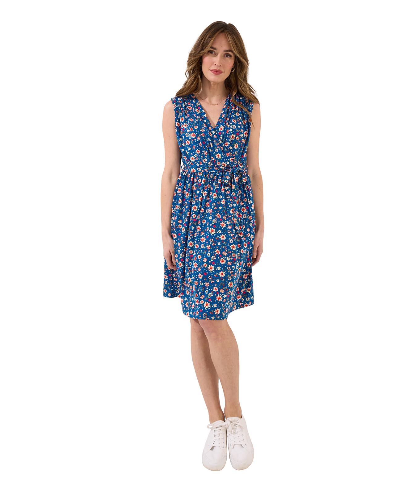 Joe Browns Women's Floral V-Neck Sleeveless Jersey Dress, Blue, 12