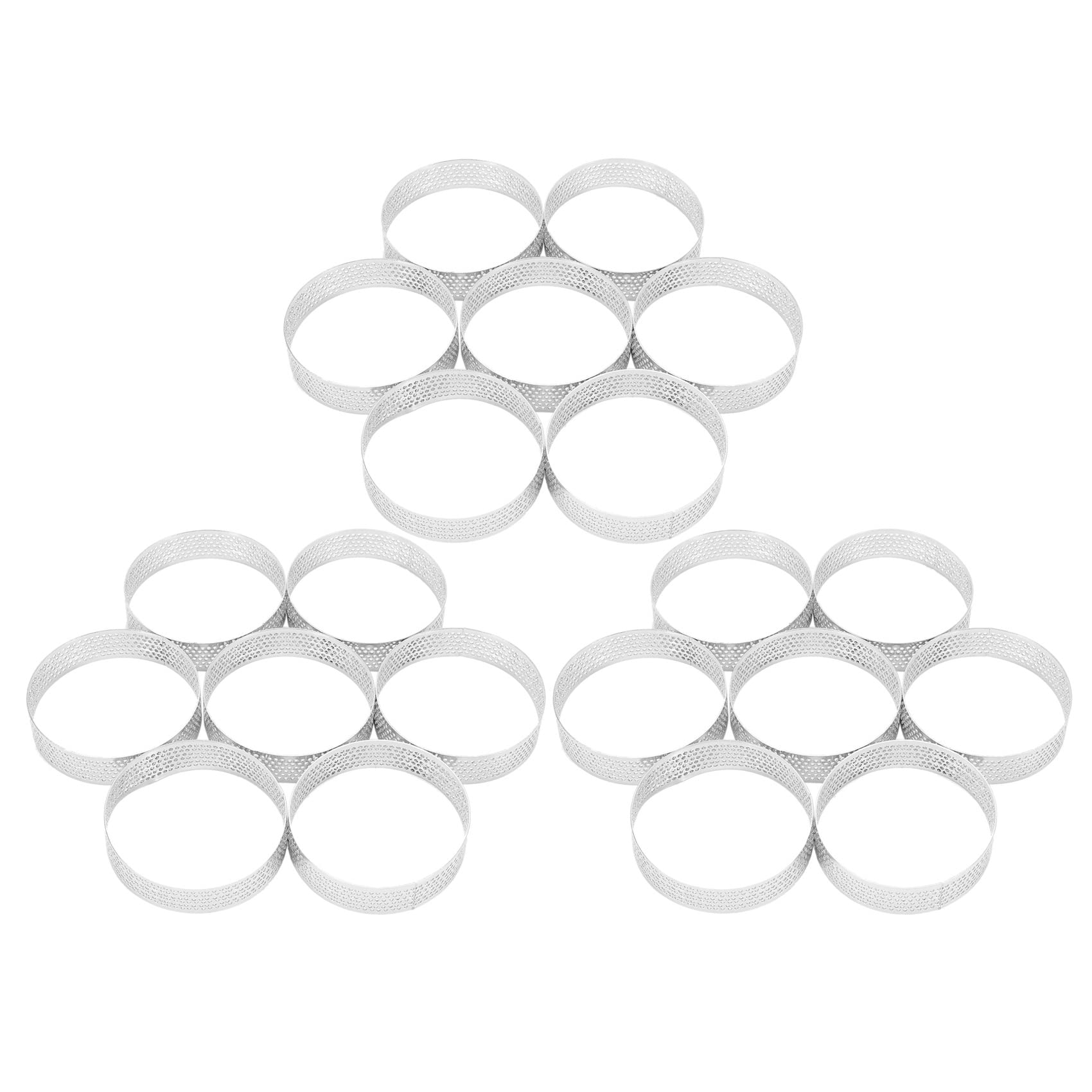 Oewwthy 15 Pcs Circular Porous Tart Ring Bottom Tower Pie Cake Mould Heat- Perforated Cake Mousse Ring