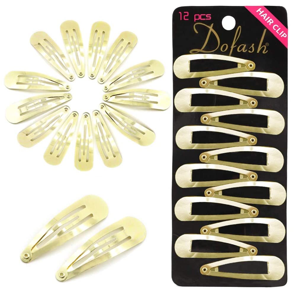(Bright Gold) - Dofash 12pcs 5CM/2IN Metal Snap Hair Clips Gold Basic Hair Barrettes Hair Grips Hair Accessories for Women(Bright Gold)