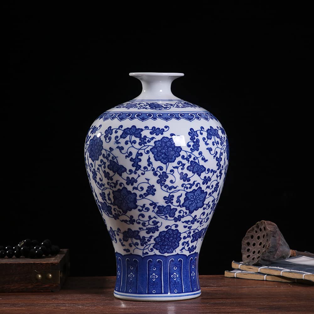 Chiński wazon ceramiczny, niebiesko-biała porcelana, ręcznie wykonany, dekoracyjny, do salonu, biura lub jako dekoracja stołu (13#)