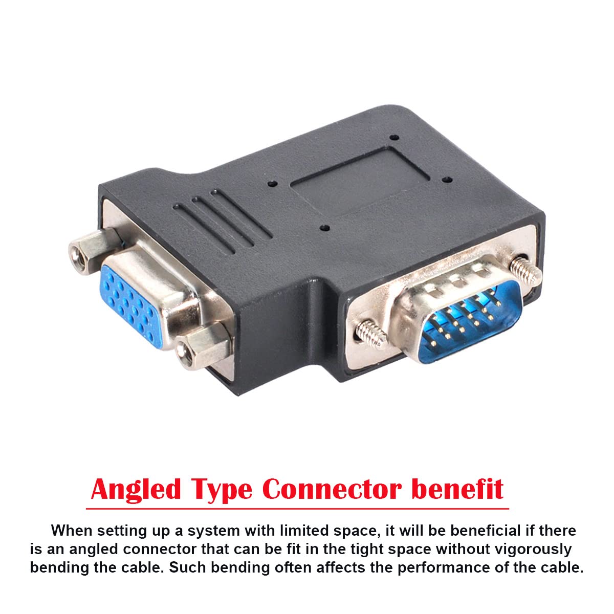 JOYWEI 90 Degree Vga 15 Pin Male To Female Adapter Vga Nickel Coated - View #8