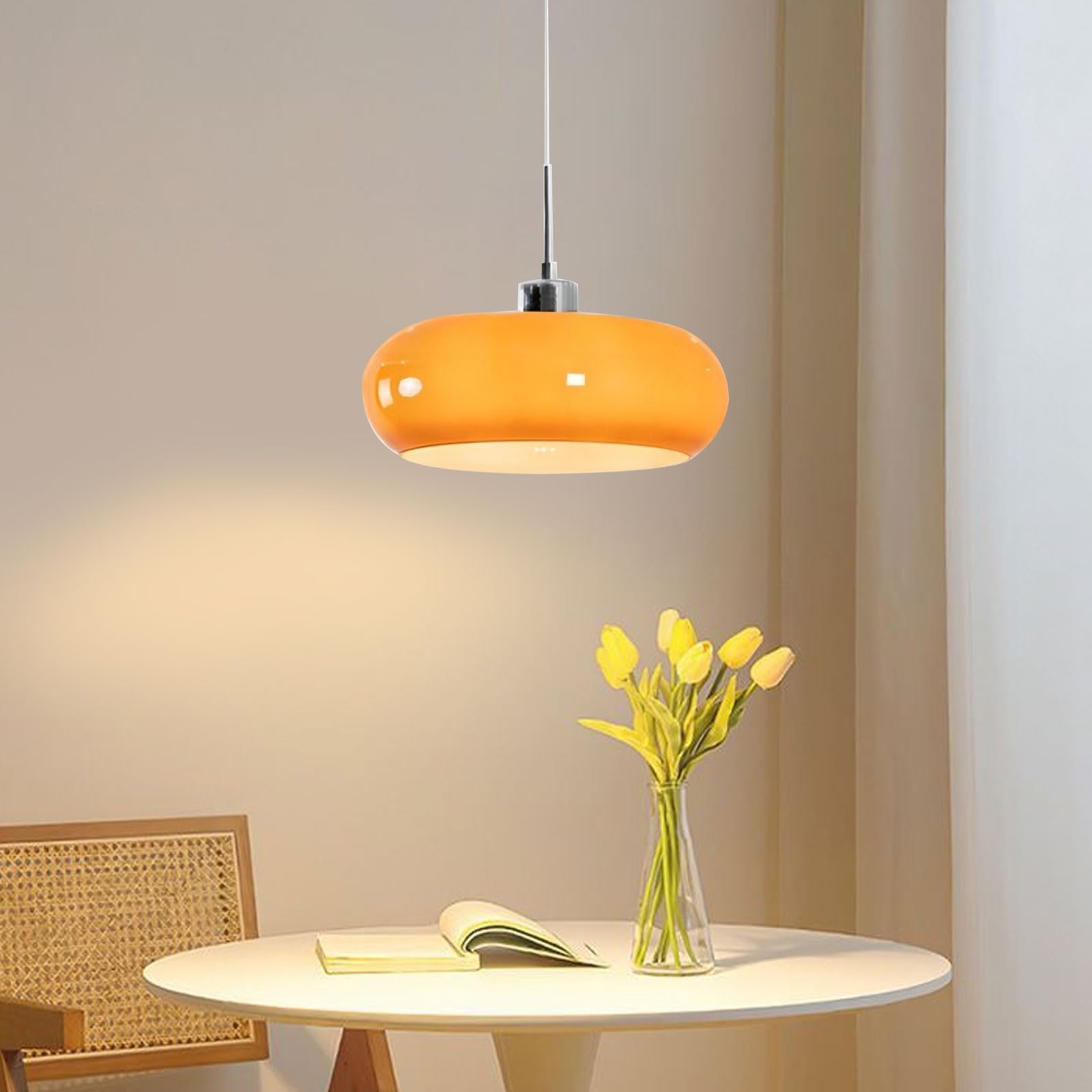 FZQSXAZU 11" Glass Pendant ht Nordic Style Chandelier Modern Suspension hting for Kitchen Island Bedroom Cafe Hallway Restaurant-Dark Orange