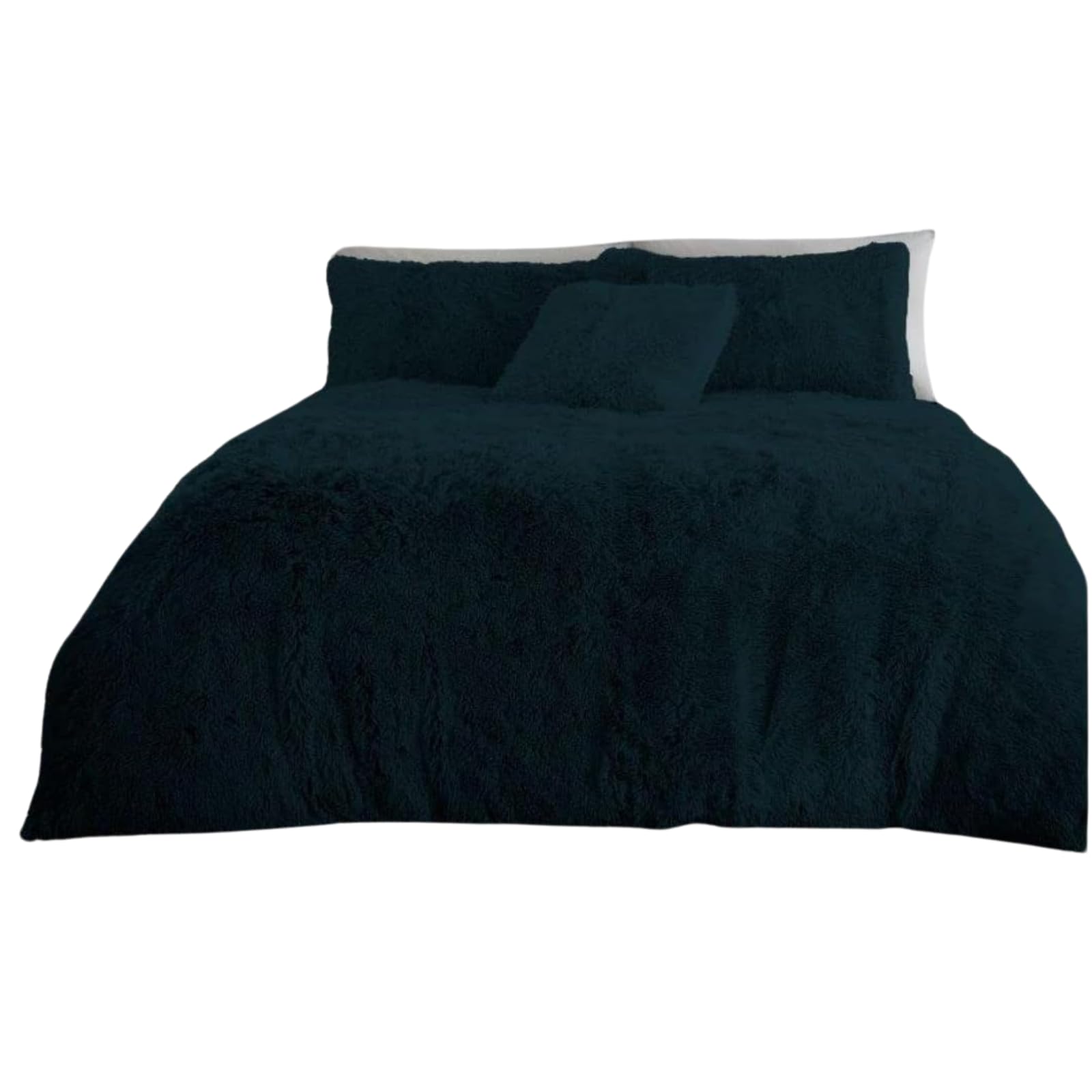 NFK Textile Snuggle Scape Fleece Duvet Set Luxury Bedding Super Soft Warm & Cosy Fluffy Fur Duvet Set (Teal, King)