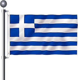 Greece Flag 3x5 Ft - Large Greek Flag with Brass Grommets Party Festival Celebration Sport Activities Garden Home Remembrance Day Decoration - Greek National Flag Double Stitched Polyester Vivid Color