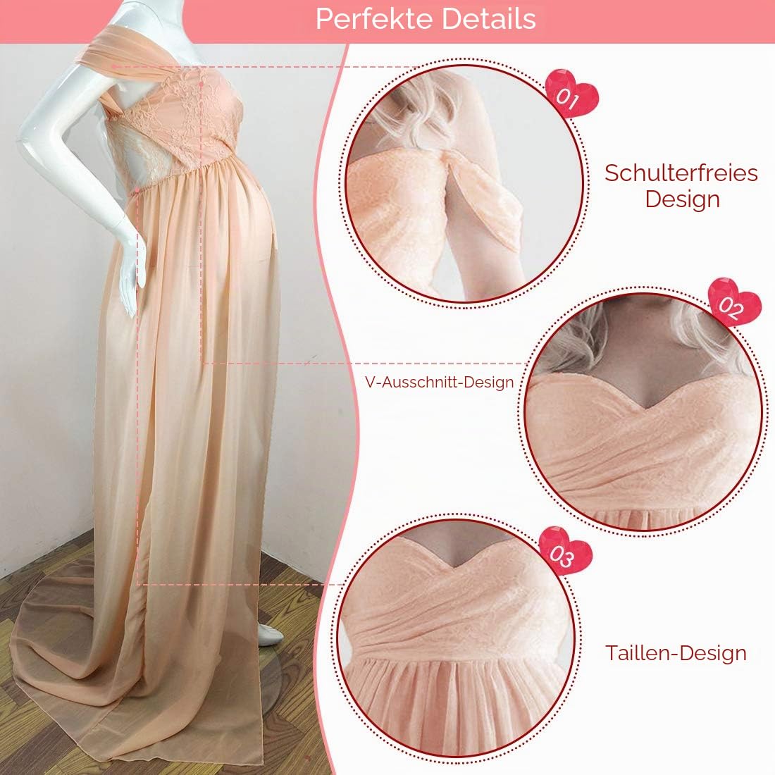 Schwangere Frauen Fotografie Stützen Schwanger Kleid Maternity Gown Split Front Foto Shoot Kleid Mutterschaft Fotografie Kleidung Schwangerschafts Maxikleid Schwangerschafts Kleid