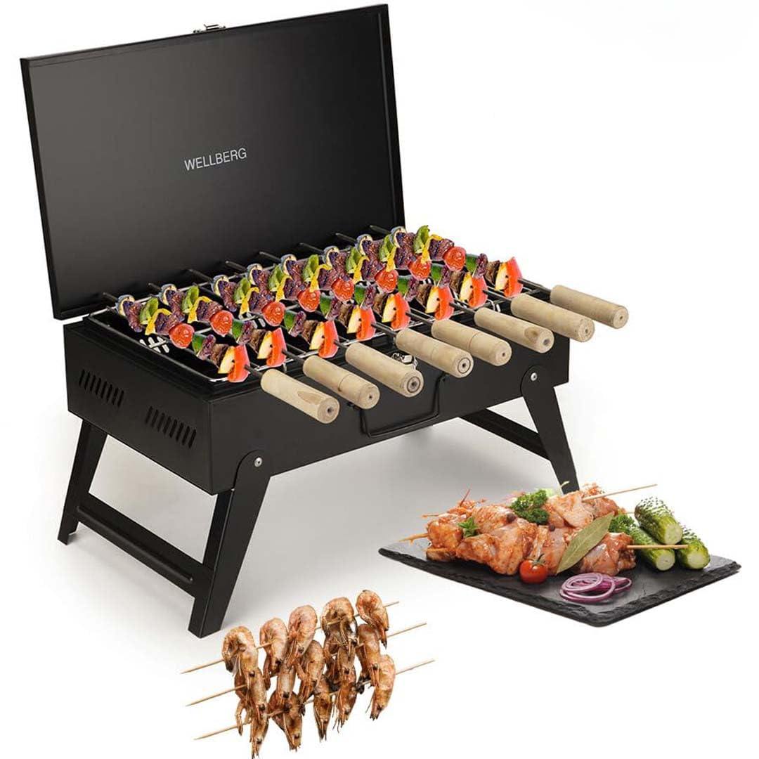 Wellberg Briefcase Charcoal Barbecue Grill with skewers And Grill Multifunctional, | BLACK (B08MPTYRY5) Amazon Price History, Amazon Price Tracker