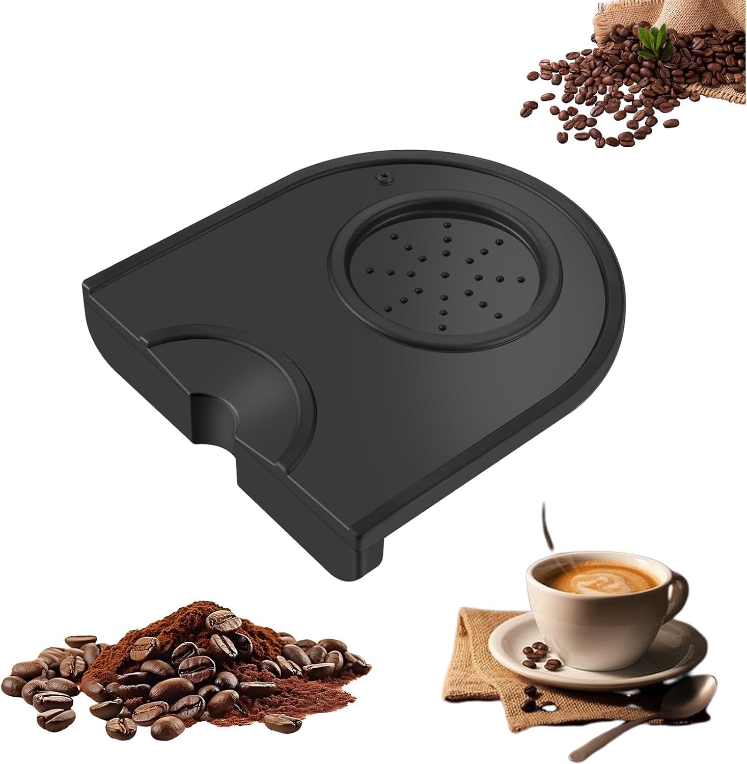 Alfombrilla Para Prensar Café Espresso - Alfombrilla De Silicona De Alta Precisión, Antideslizante Y Resistente Al Calor, Ideal Para Baristas De Todos Los Niveles (Forma Ovalada, 14×12,5×3 Cm)