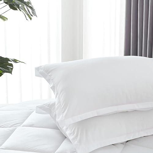 Miniatura 7 de Sonive Juego de edredón con fundas de almohada de 200 gsm, relleno alternativo de plumón con 8 pestañas de esquina para todas las estaciones, suave