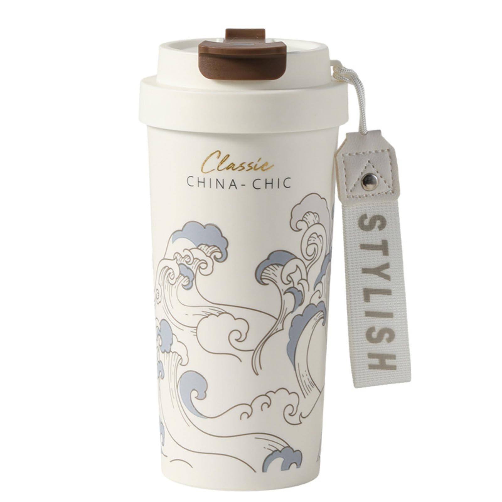 Tazza da 550 ml con rivestimento interno in pura ceramica e cannuccia, ideale per bere direttamente e per un doppio utilizzo; adatta come tazza da caffè in ufficio o come tazza da viaggio in auto.