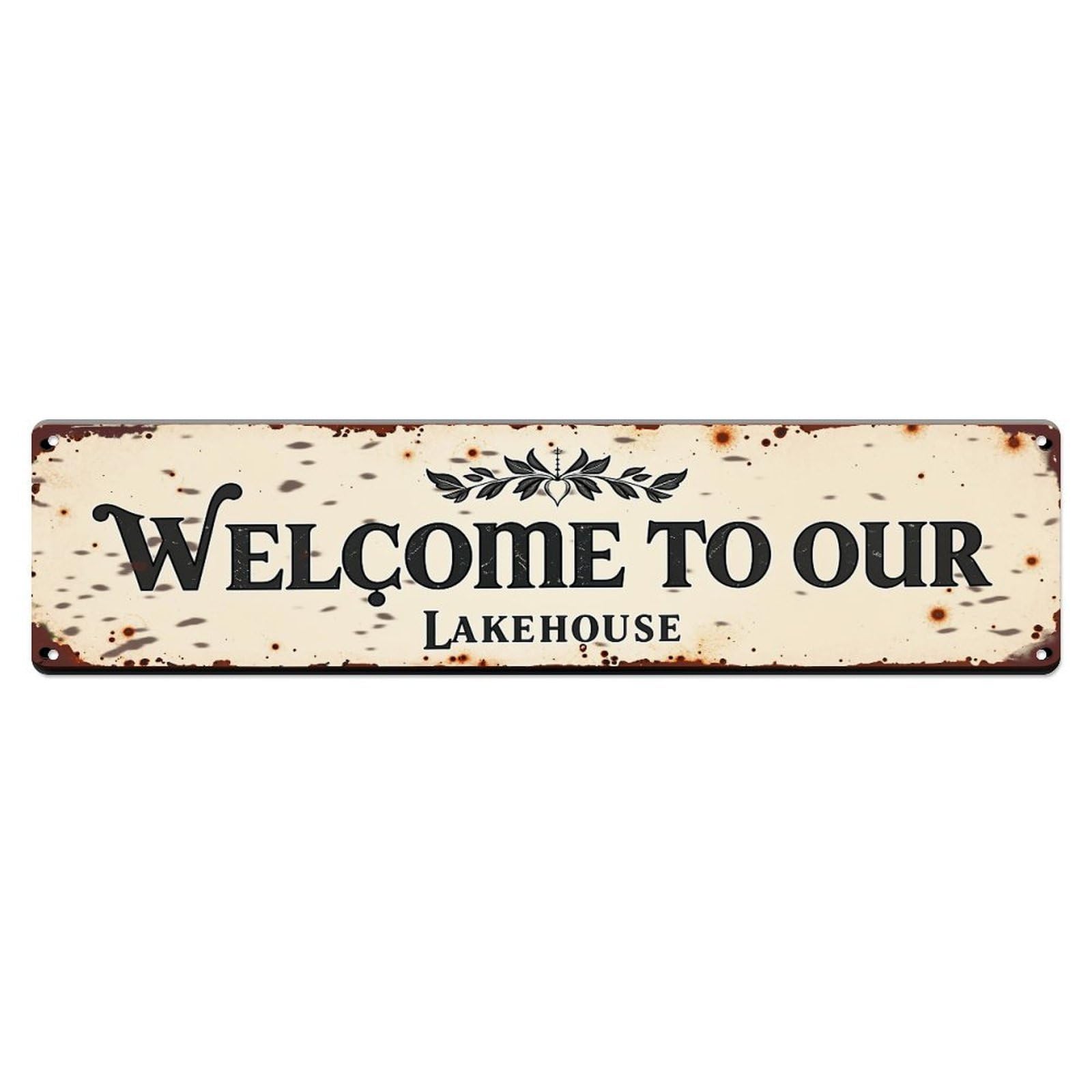 Welcome To Our Lakehouse Sign Vintage Metal Tin Sign Retro Wall Decor for Home Bar Garage Cafe, Indoor & Outdoor Decorative Metal Poster, 4x16 Inch