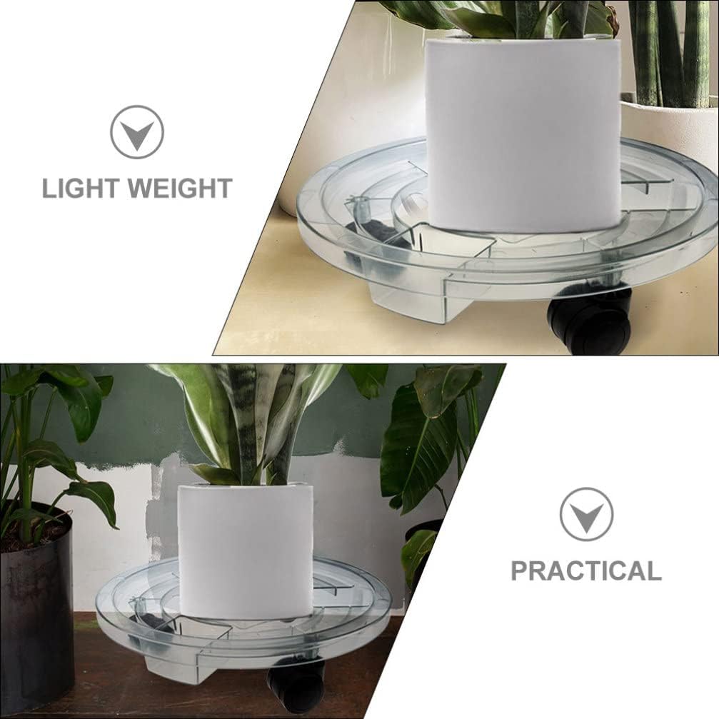 Plant with Wheels Rolling Plant Stand Clear Plant Tray Movable Flower Pot Saucer Planter Trolley for Indoor Outdoor Tree Flower Stand