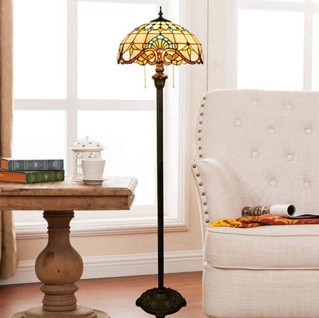 Baroque Style Floor Standing Lamp 16-Inch Tiffany Style Stained