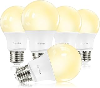 Consciot A19 LED Light Bulbs Dimmable,60W Equivalent,3000K Warm White,9W...
