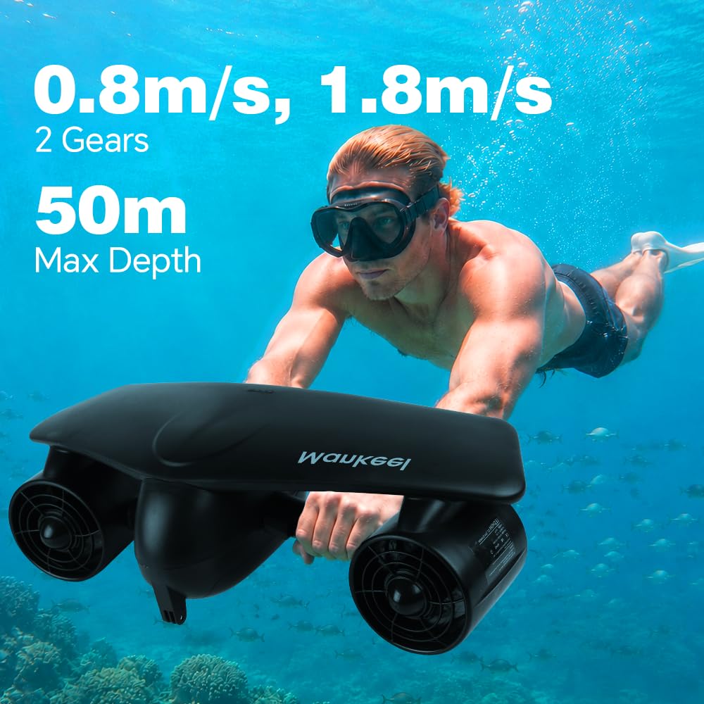 Underwater Scooter - Sea Scooter with Action Camera Mount, Child Lock, Max Speed 1.8 m/s, Diving Depth 50 m, Waterproof Dual Motors for Sports, Pool, Diving, Snorkeling for Adults and Teens