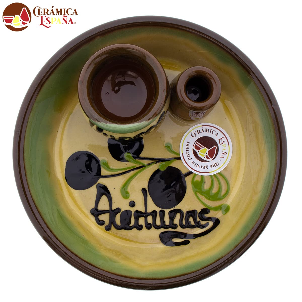 CERÁMICA ESPAÑA | Bols | Bol | Bowl | Bols à apéritif | Bols de cuisine | Olive céramique décorée - Modèle M05 | 100% Décoré à la main | 16x16x5.5 cm
