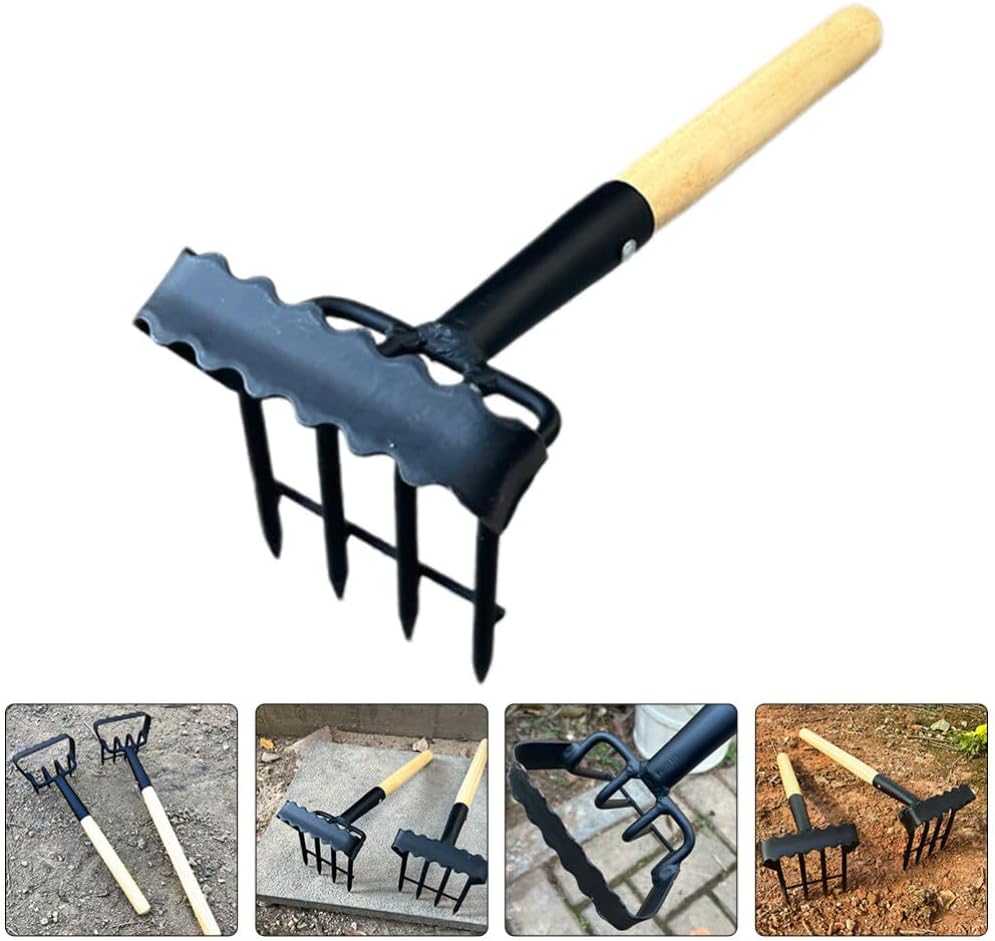 Yardwe Small Hand Rake for Gardening Lightweight Landscape Tool for Soil Spreading and Weeding Tines for Collection and Garden Maintenance