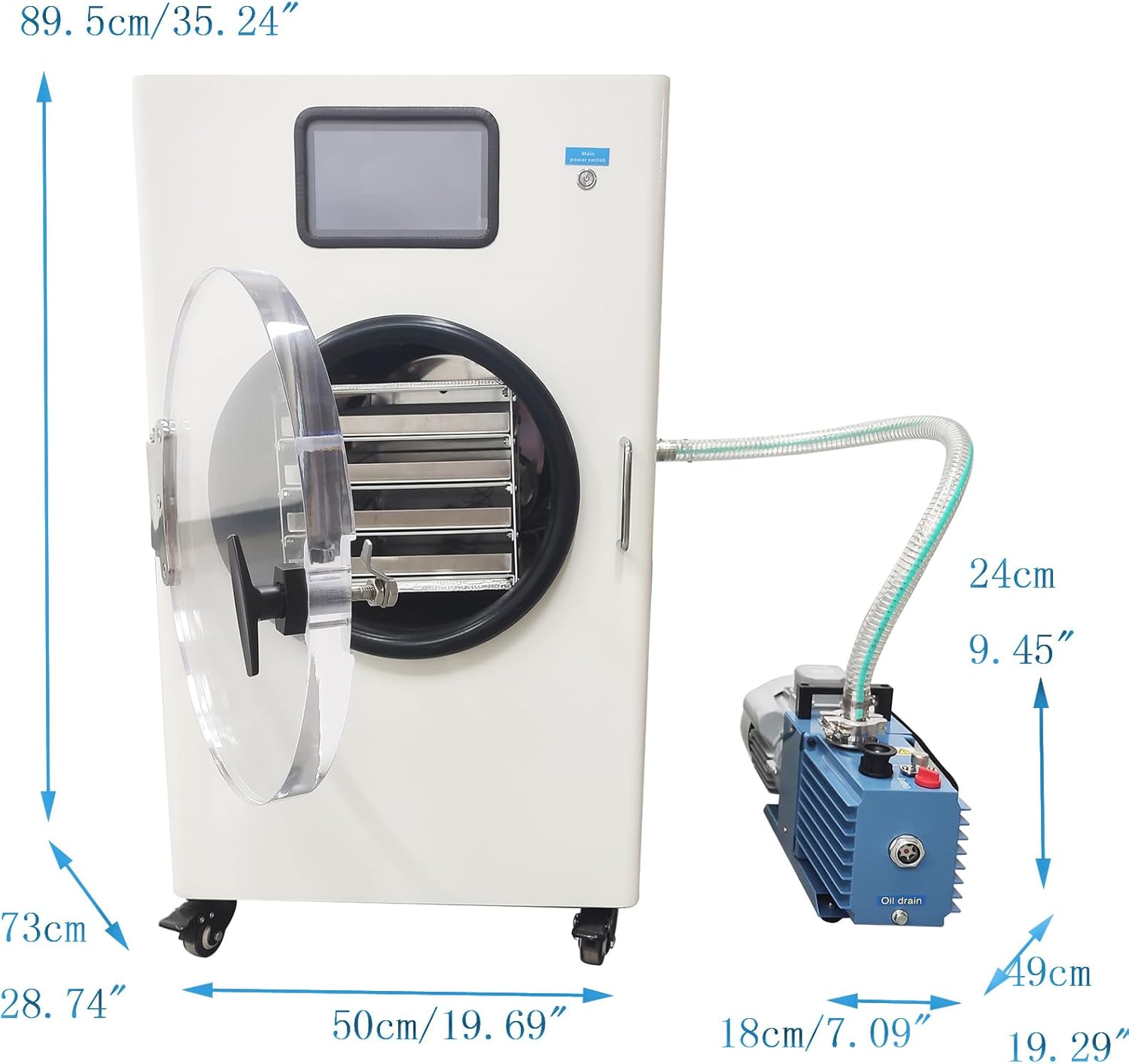Scientific Vacuum Freeze Drying Equipment, Fruit and Vegetable Vacuum Dryer with Four Trays, Laboratory Sublimation Freeze Dryer, 0.4㎡ Dried Area