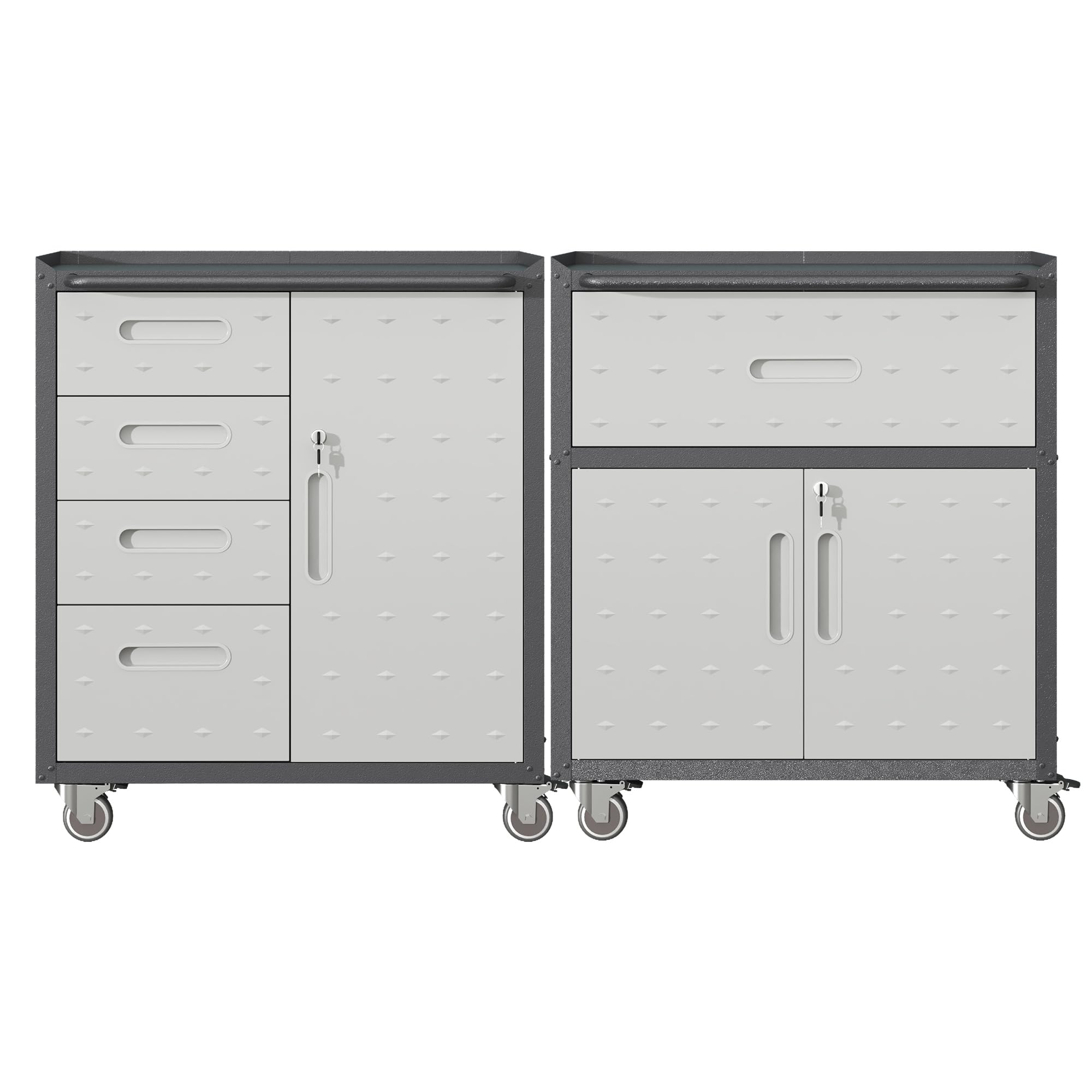 VIYET Metal Tool Cabinet,Garage Storage Cabinet System,Wall Cabinet & Locking Rolling Tool Cabinet with Doors and Adjustable Shelves,Steel Tool