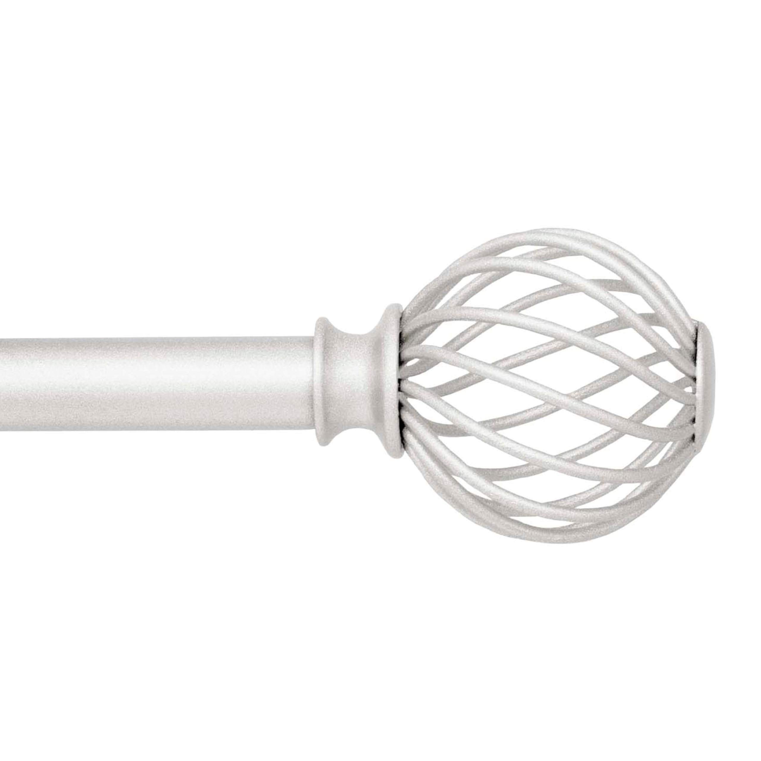 Kenney KNM75526 Fast Fit Easy Install Swindell Swirl Open Work Ball End Decorative Window Curtain Rod, 66-120" Adjustable Length, Brushed Nickel Finish, 5/8" Diameter Steel Tube