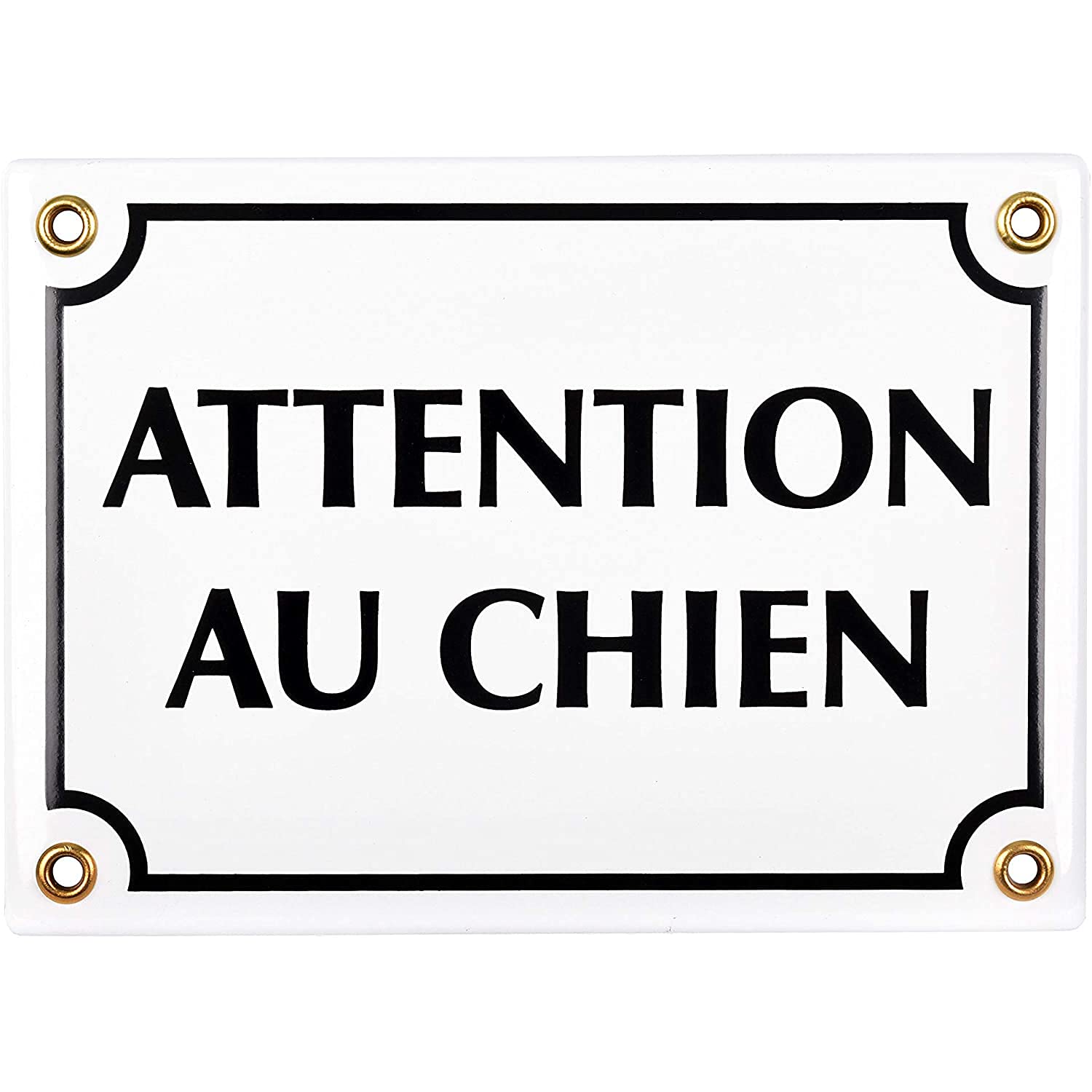Sosenco Plaque Emaillée Attention Au Chien 12x17 Cm - Pancarte Attention Au Chien - Plaque Alarme - Propriété Privée - Panneau Signalétique Chien - Bleu