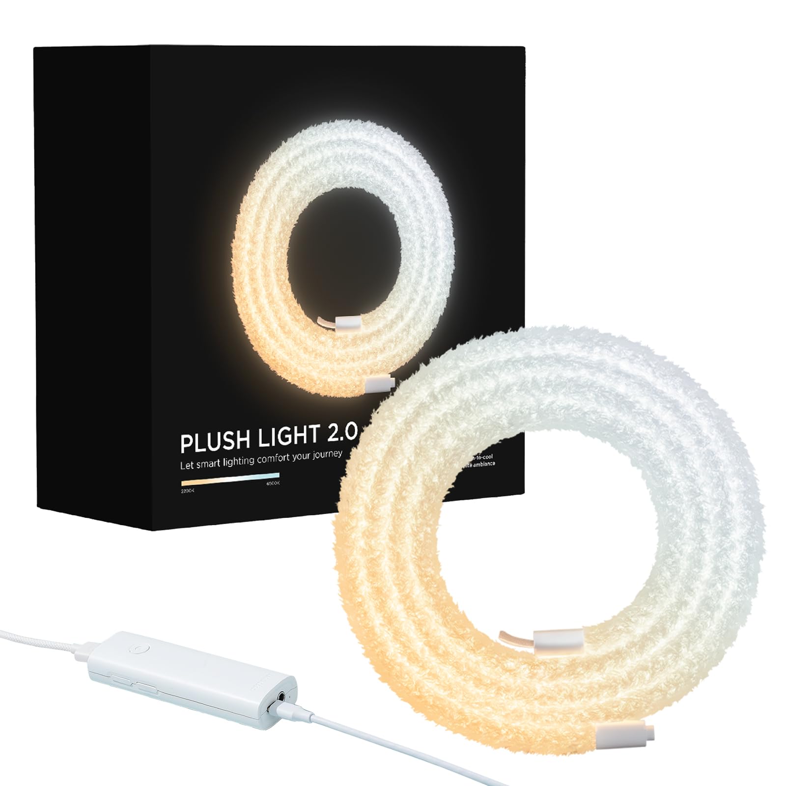 RG RayGalax LED Plush String Rope Lights, 10ft Soft 360 Degree Strip Lights, Smart Control Dimmable 2200K to 6500K, Indoor Party Bedroom Romantic Decoration Rope Light