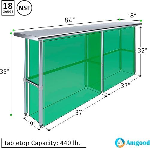 Miniatura 10 de Mesa de trabajo de acero inoxidable de base abierta de 14 x 48 pulgadas  Residencial y comercial  Preparación de alimentos  Estación de trabajo