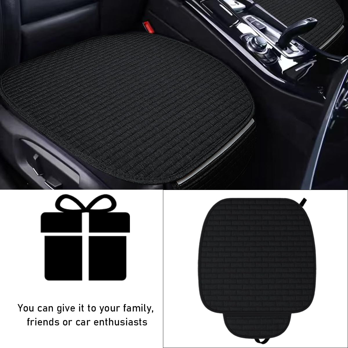 povtii 2PCS Car Seat Bottom Cover Pad, Comfortable Auto Front Seat Button Cushion Pad with Pocket, Breathable Vehicle Seat Protector Mat, Universal Truck SUV Van Car Accessories (Black)