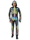Seasons Rainbow Skeleton Costume with Hood for Man, Black-Light Responsive, Halloween Cosplay Costume