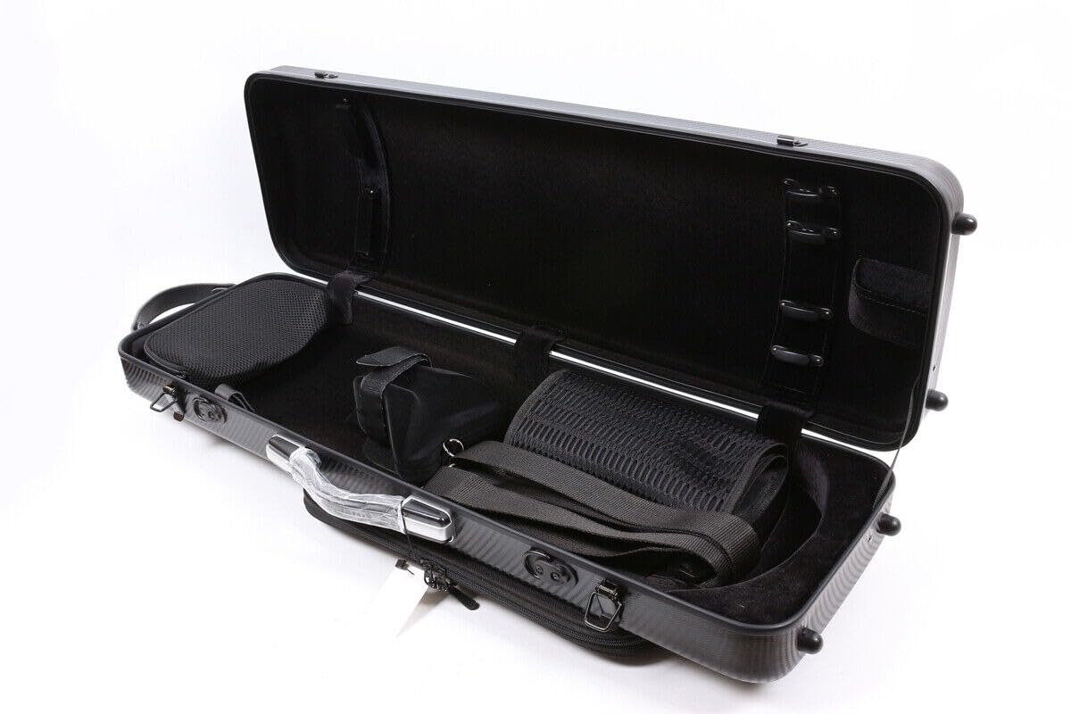 YoungMonic 4/4 Full Size Violin Case Carbon Fiber Rectangular Code Lock Box Lightweight Colorful with Strong Strap Bag (Black), Case-39 MN