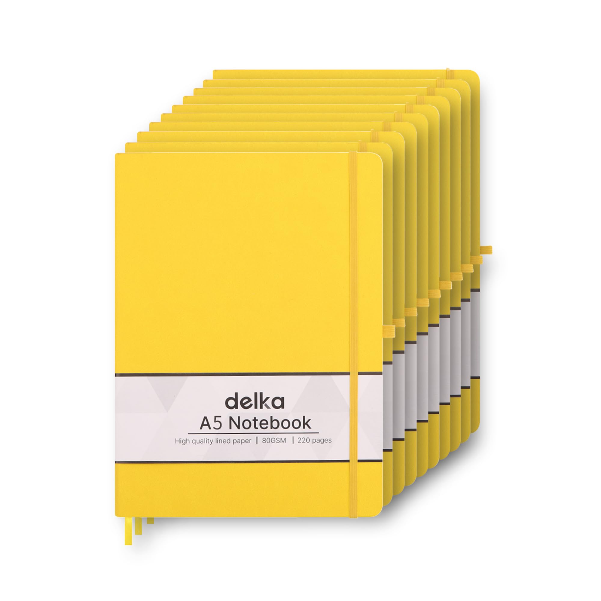 delka A5 Notebook โ Lined Notepad Journal, Soft Cover Writing Pad for Office, School, College, Home & Business โ Ideal for Note Taking, Daily Planning, Journaling & Study (YELLOW, Pack of 10)