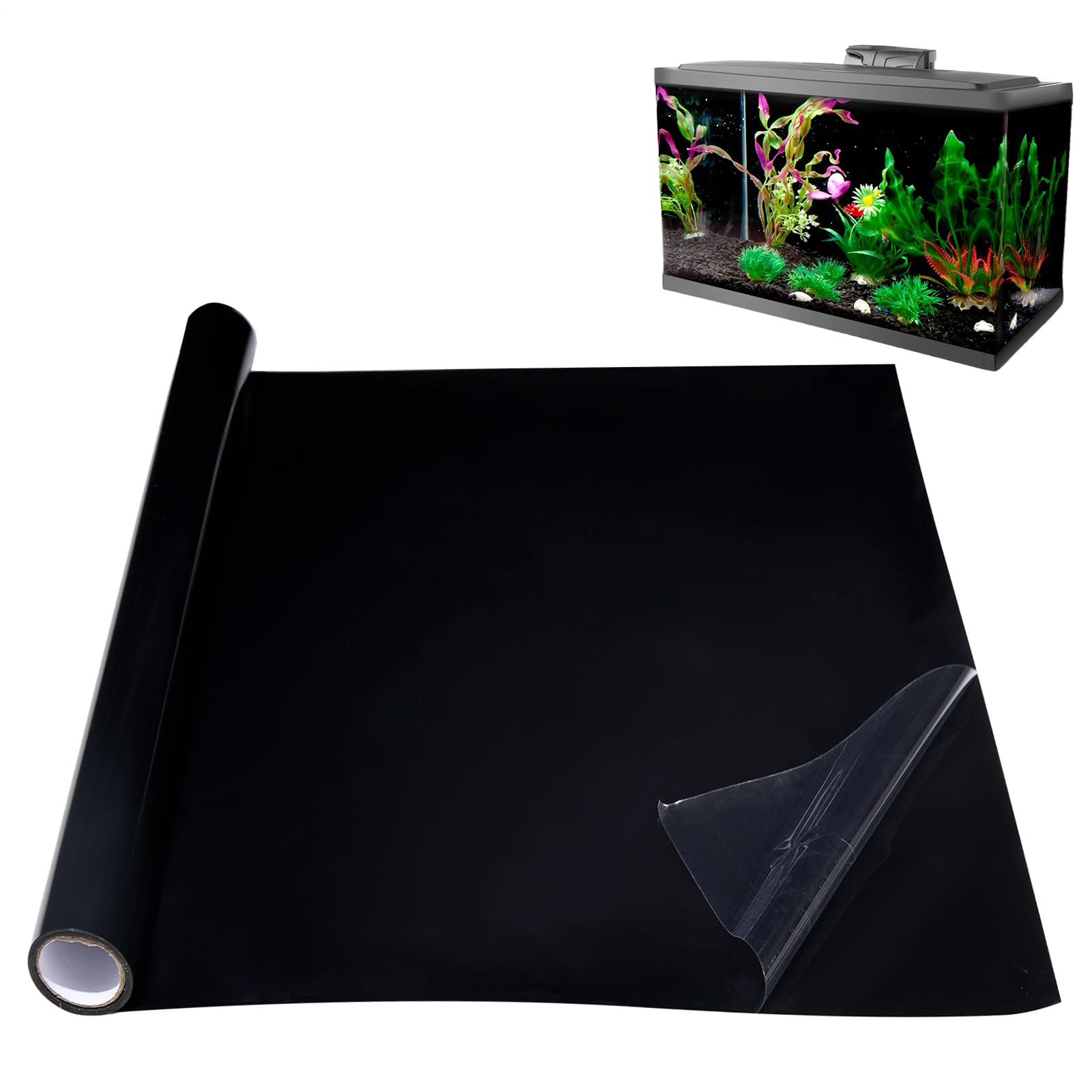 Black Aquarium Background Static Cling, Fish Tank Wallpaper,se lf Adhensive Black Fish Tank Background, Aquarium Backdrop Sticker, Fish Tank Poster Aquarium Wallpaper Decorations