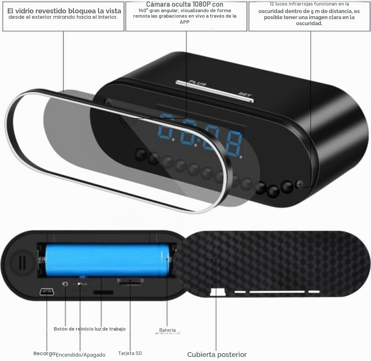 Generico Despertador Reloj Digital WIFI Video Audio Con Cámara