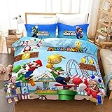  XZHYMJ 3D Super Mario Bros Juego de edredones de Ropa de Cama Juego de Funda nórdica tamaño King Queen Juego de Microfibra de Regalo para niñas Adolescentes (C2 220X260CM)-C9_135X200CM