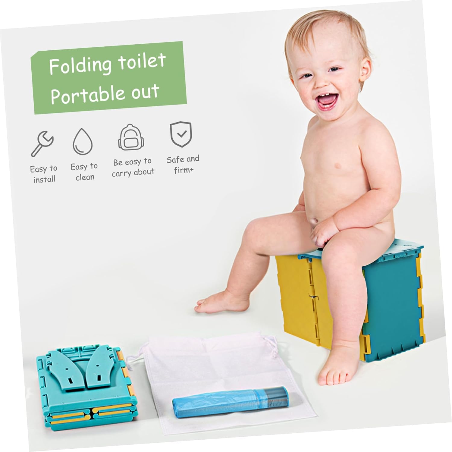 VANZACK Elongated Toilet Seat Boy Girl Potty Seat for Travel Portable Folding Car Toilet