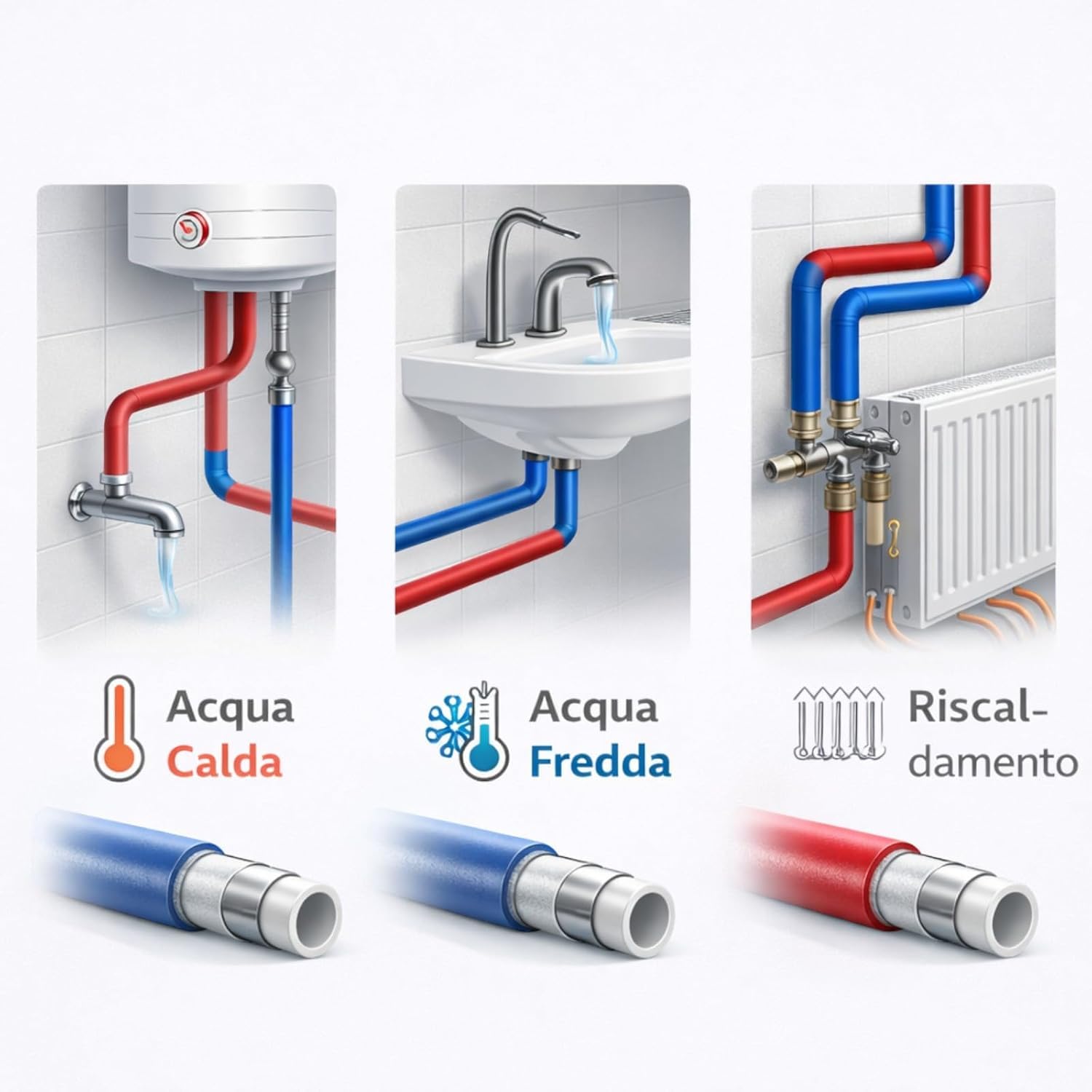 Tube Multicouche Isolé Bleu 16 mm 50 m PERT-AL-PERT pour Installation Eau Chaude et Froide Chauffage Isolation Thermique Haute Résistance Pression Température Usage Professionnel
