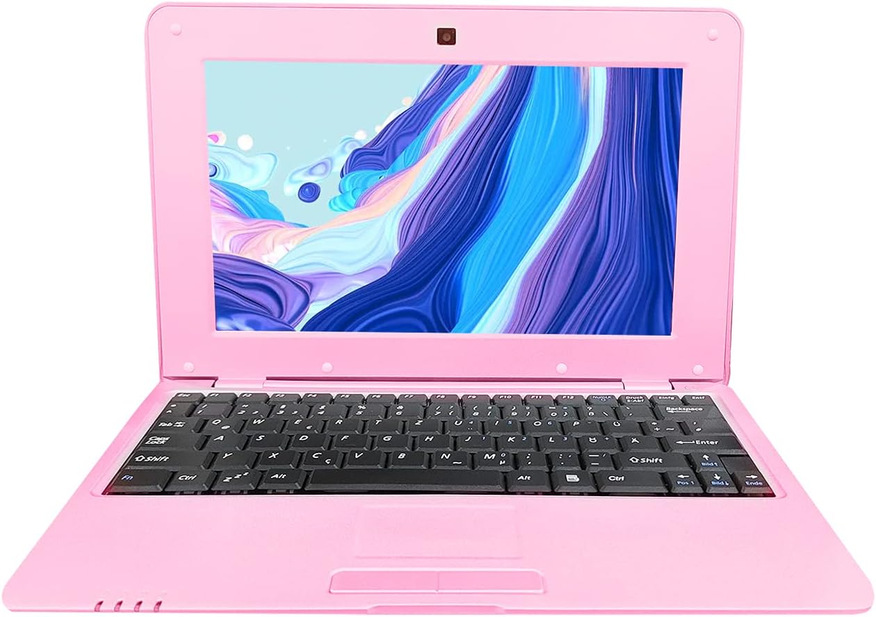 BlueBose Mini Laptop Notebook Netbook Tablet PC 10 Pulgadas Android Ultrabook portátil 1G DDR3 8GB Cámara WiFi de Doble núcleo USB HDMI (ES Teclado(QWERTY), Rosado)