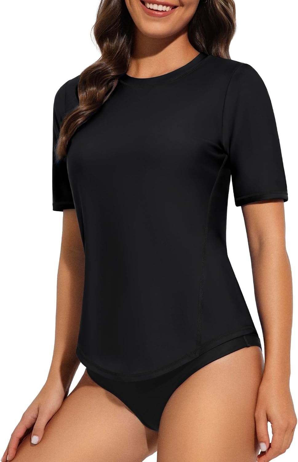 Women's Swim Shirts Short Sleeve UPF 50+ Rash Guard UV Sun Protection Water Shirt for Swimwear