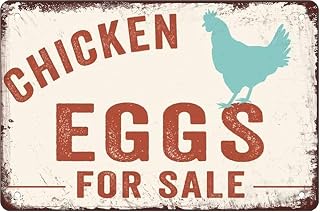 Farm Fresh Chicken Eggs for Sale Yard Metal Tin Sign Farmhouse Chicken Signs Farmhouse Wall Art Funny Farm Chicken Wall Decor Posters Prints Artwork Decor For Kitchen Bathroom Bedroom 8x12 Inch