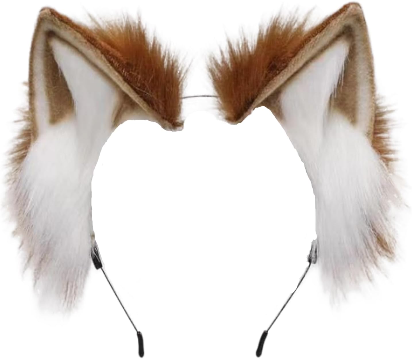 Mystiqut 1Pc Handmade Faux Fur Animal Ear Headband - Fluffy Fox Wolf Cat Ears for Halloween, Christmas, Cosplay & Party Costume Accessories