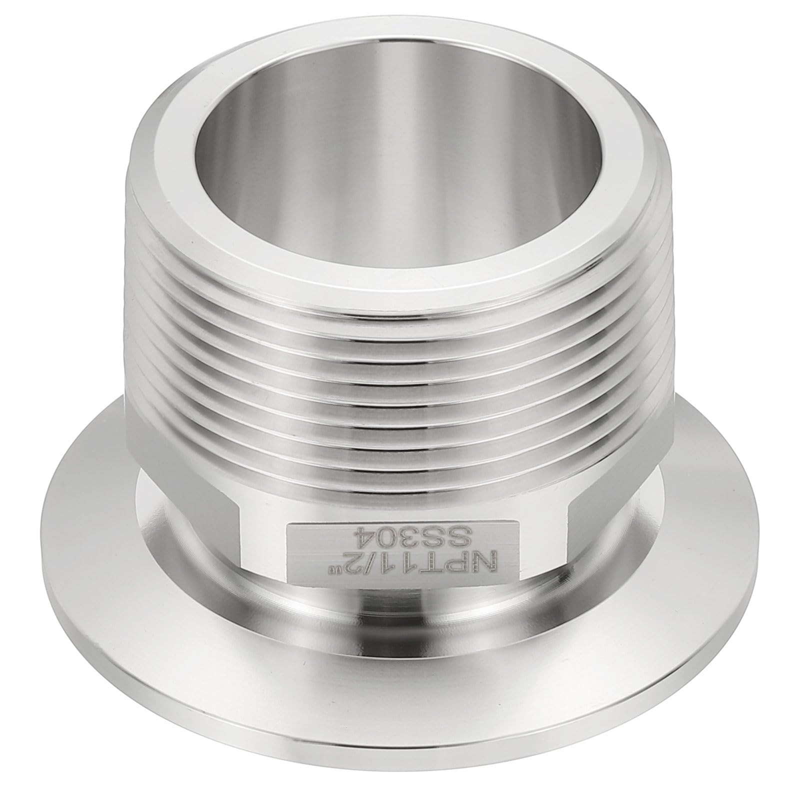 Adaptateur Tri Clamp 2" vers NPT 1-1/2" mâle hexagonal en inox 304 ferrule 64mm