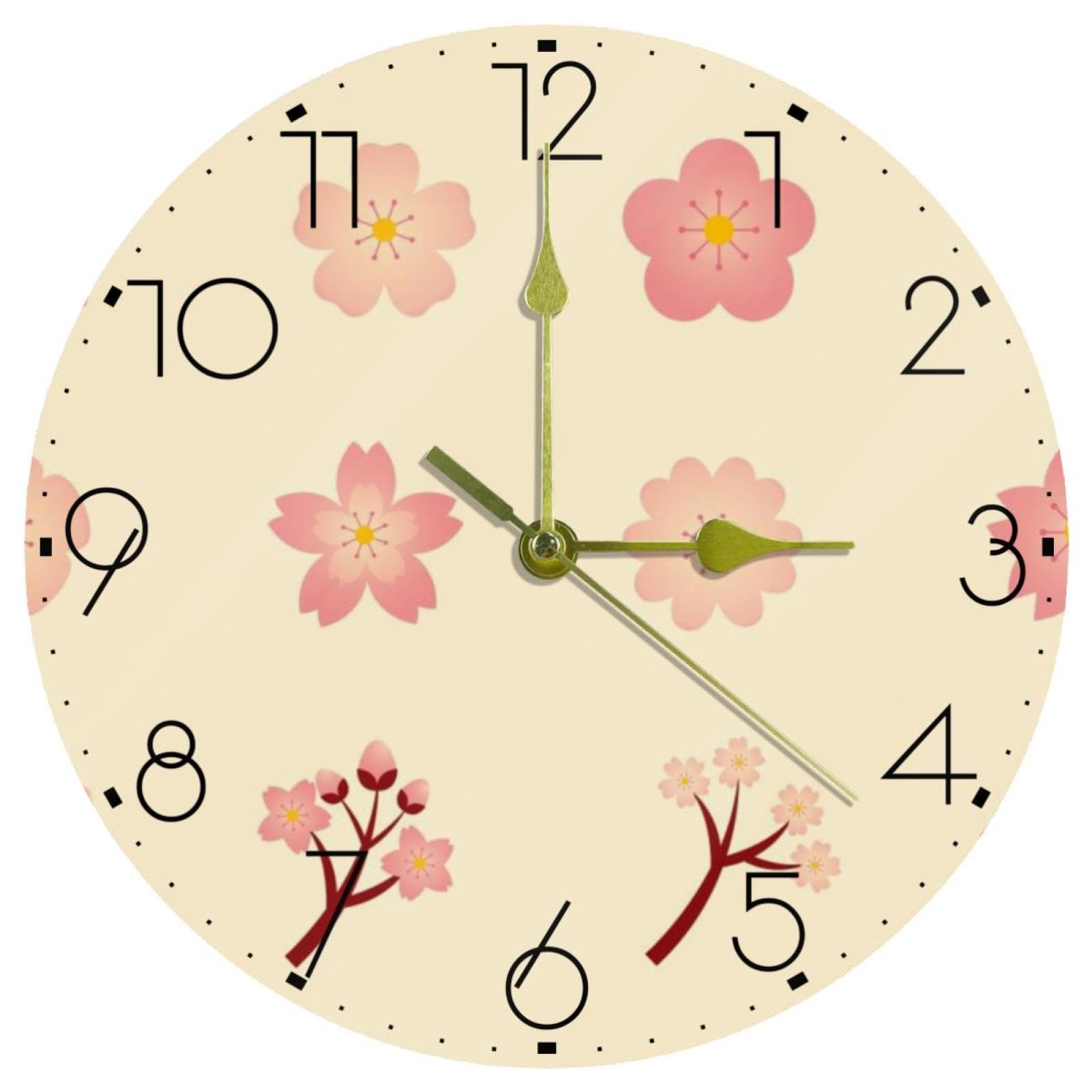 Horloge murale ronde en acrylique à motif fleur de 30 cm
