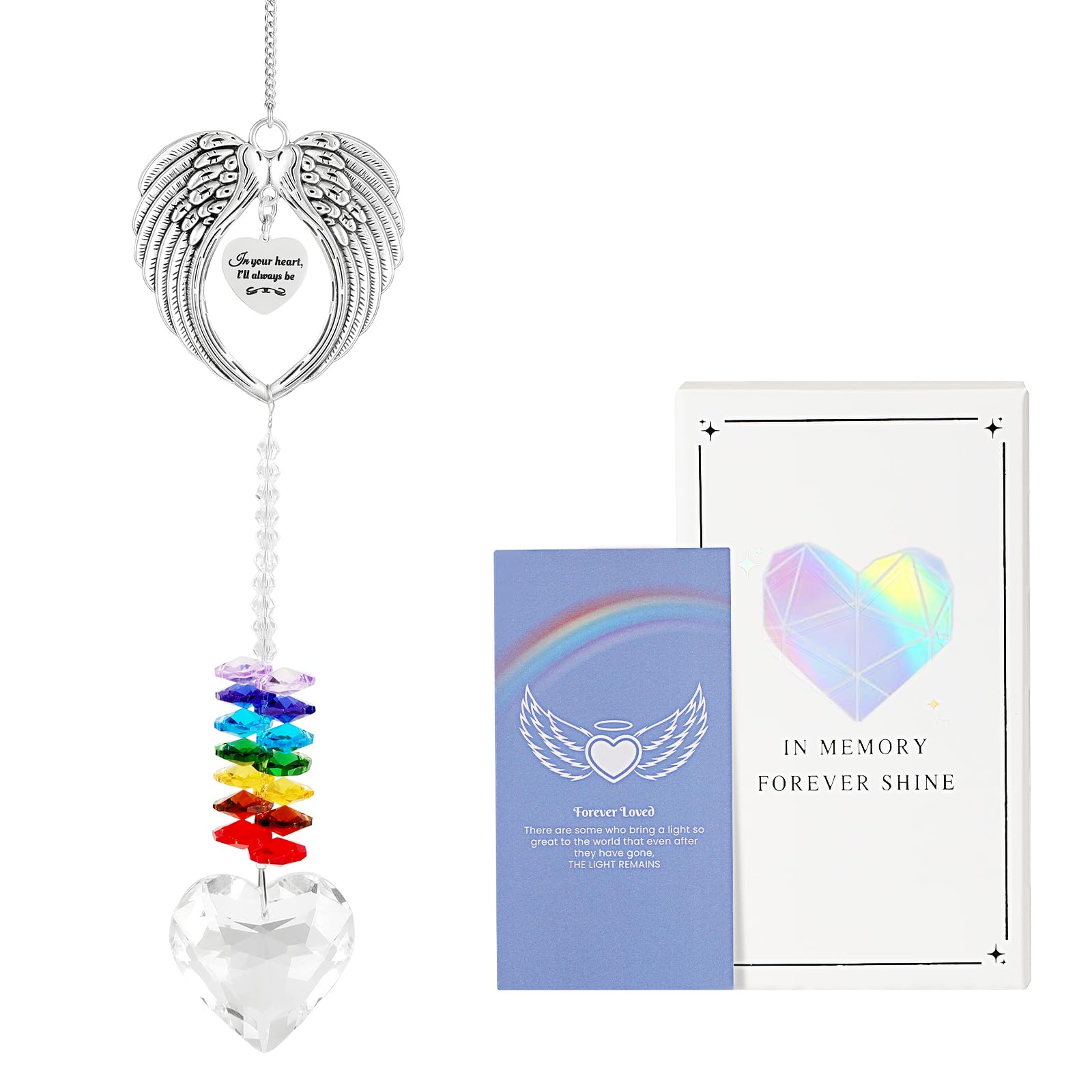Emibele Sympathy Gifts for Loss of Loved One Angel Wings Memorial Suncatcher