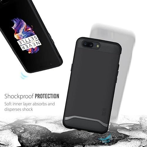 Miniatura 7 de TUDIA funda con ajuste resistente con protección extrema superficie rugosa pero delgada funda de capa doble para OnePlus 5 Negro mate