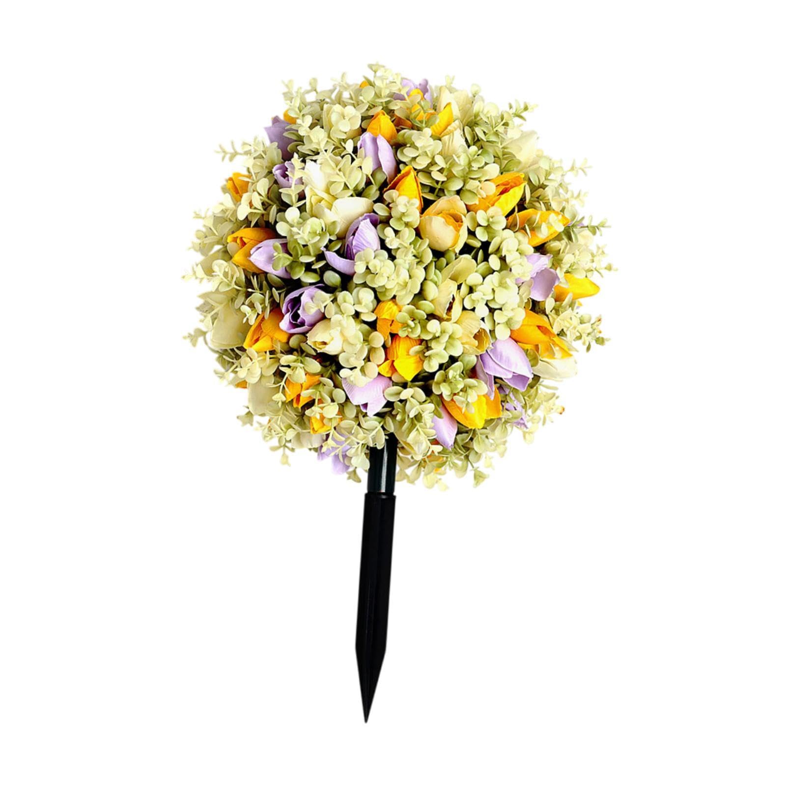 Artificial Flower Garden Stake Fairy Garden Accessories for Backyard Outdoor Purple Yellow-image-49