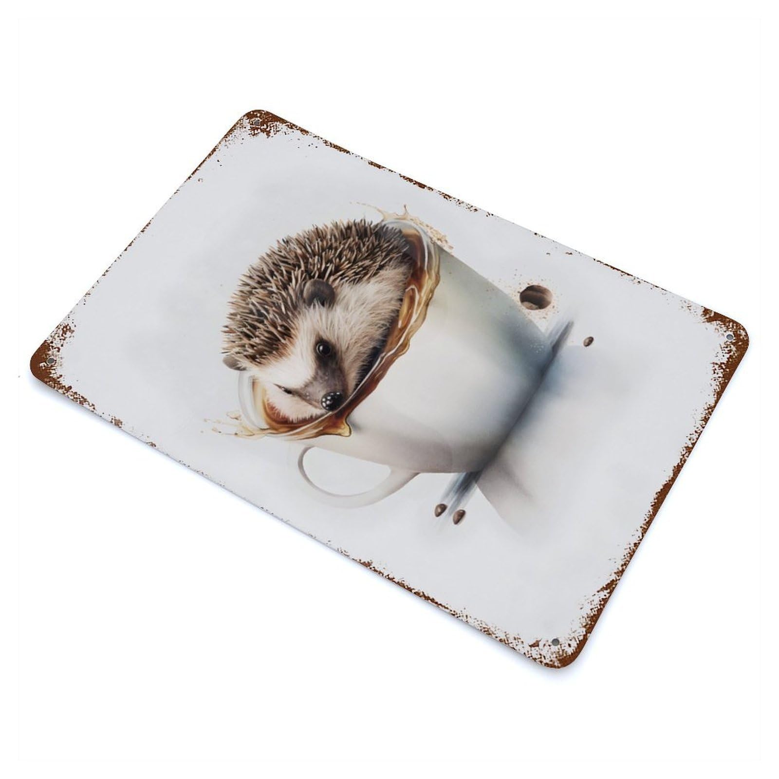 HEDGEHOG Rusty Metal Tin Sign 11.8"x7.9", Ideal for Patio, Garden Room And Bar Decor