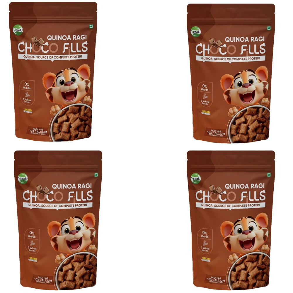 Veg4U Quinoa Ragi Choco Fills — Complete Protein & Calcium | Fiber Rich Breakfast | Healthy Snacks For Kids | Oil Free, Zero Maida | Snack For School Tiffin & Travel - (150gm Each - Pack of 4) (B0CWWTBN6L) Amazon Price History, Amazon Price Tracker