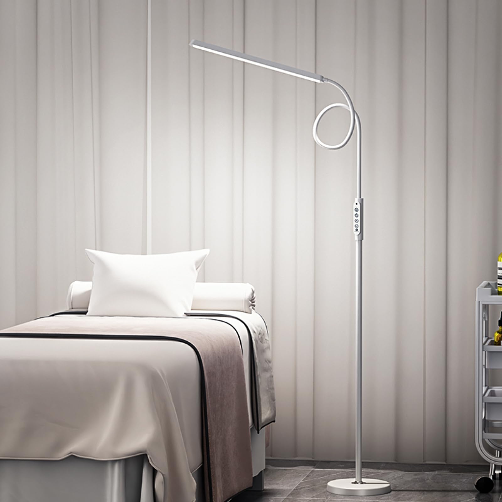 Photo 1 of Bright LED Eye-Protecting Reading Floor Lamps with Touch and Remote Dimming 3000-6000k for Eyelash Manicure Craft Drawing Makeup Living Room Bedroom Office, Adjustable Gooseneck Modern Standing Light