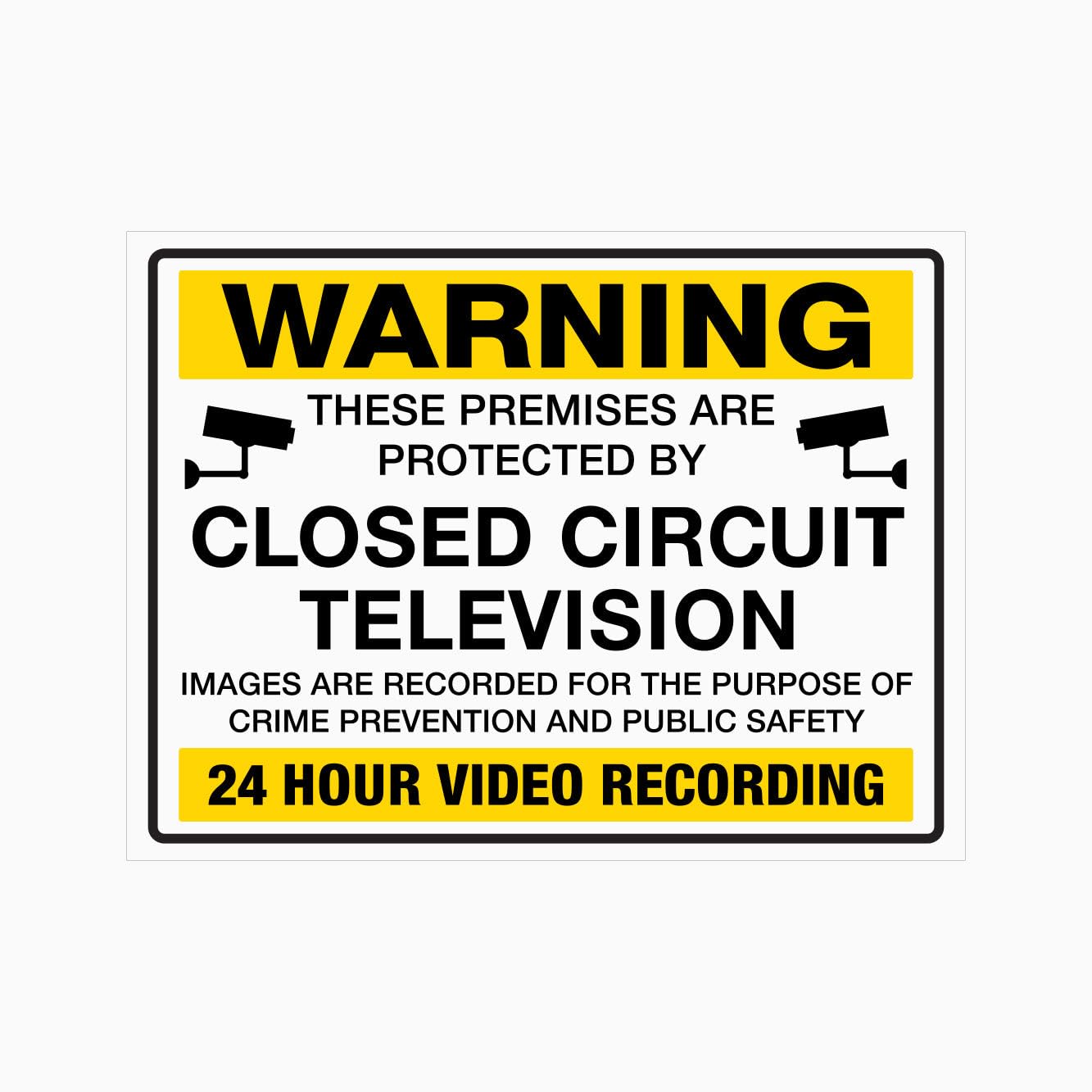 WARNING THESE PREMISES ARE PROTECTED BY CLOSED CIRCUIT TELEVISION Sign, 12x8 Metal Tin Sign, Premises protected by CCTV.