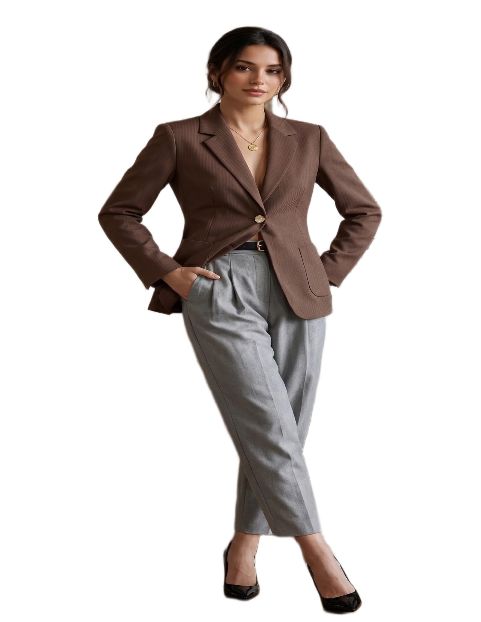 Women's Rust Brown Blazer Waistcoat | Sleeveless Business Casual Vest | Plus Size-image-47